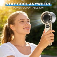 Ventilador de Mano Portátil Recargable USB con Batería, Nuevo, Tres Velocidades, Diseño para Colgar en el Cuello, para Casa, Auto, Hotel