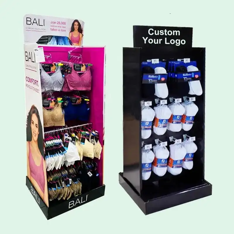 Holiday pac Custom ized Supermarkt Kleid Haken Display Rack Karton Boden Display Stand Unterwäsche Socken Haken Display