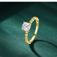 Cincin Moissanite Persegi 1CT Fashion, Cincin Pertunangan Perak Sterling 925 untuk Wanita, Hadiah dengan Sertifikasi GRA, Perhiasan Custom
