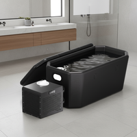 Baignoire à glace gonflable inclinée en PVC avec mini-refroidisseur d'eau de 0,8 CV, ensemble de bain froid pour la récupération et le bien-être des athlètes en centre de sport