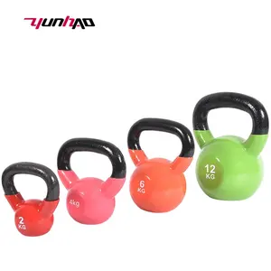 Yuncheng Gym Fitness Equipment Weightlifting Training Cast Iron Dip Neoprene Vinyl Coated Kettlebell Weight 4KG To 32 KG
