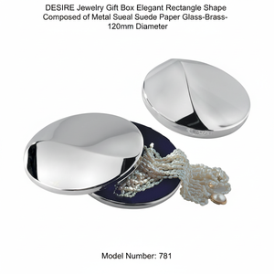 Scatola Regalo per Gioielli DESIRE, Elegante Forma Rettangolare in Metallo, Carta Scamosciata, Vetro e Ottone - Diametro 120mm - Product Image 2