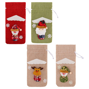 <span class=keywords><strong>Buon</strong></span> <span class=keywords><strong>natale</strong></span> in lino Santa Doll copertura della bottiglia di vino per le vacanze Hotel tavolo da pranzo cartone animato 3D Bundle Soft Mouth Bag - Product Image 6