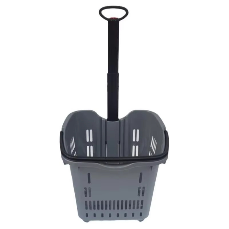 Supermarket Portable Shopping Basket Gray Plastic
