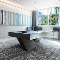Table de billard de luxe sur mesure à 9 boules avec pieds en X, tissu personnalisé, pieds en bois massif, plateau en ardoise, rails en acier inoxydable, cuir véritable