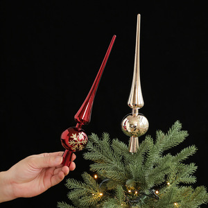Neue Kürbisbaumspitzen-Sterne, galvanisiert, mit Schneeflockenmuster, bunt, kegelförmig/kugelförmig, europäisch-amerikanischer Stil, Weihnachtsdekoration - Product Image 3