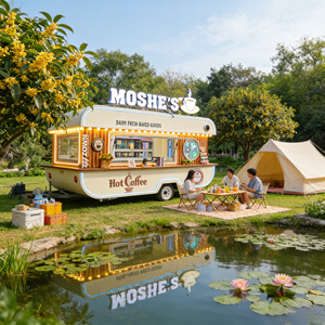 Mobile Food Cart Trailer with Full Kitchen <b>BBQ</b> Grill Food Cart for Outdoor Party - Product Image 1