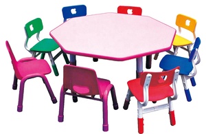 Meubles de garderie modernes et durables de haute qualité pour enfants ensemble de bureau et de chaises en plastique - Product Image 3