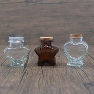 Mini 50ml 2oz đào trái tim năm cánh hình dạng ngôi sao lọ thủy tinh kẹo gia vị thực phẩm lưu trữ lọ có nhu cầu container chai bán buôn - Product Image 1