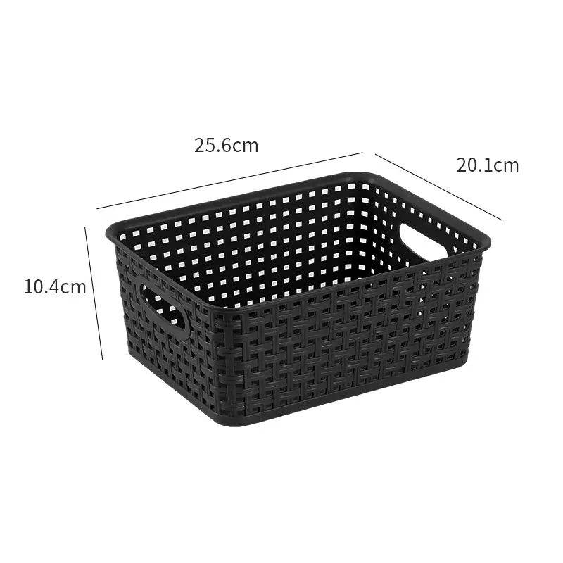 stackable Weave plastic basket bin for organizing,Nesting Shelf Bins with Handles, office storage bins in white, black and Grey