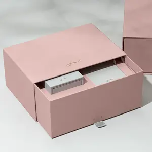 OEM fabrika özel lüks flip top karton güzel pembe kağıt ambalaj hediye kutuları, çekmece kozmetik karton ambalaj kutuları