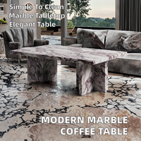 Table basse rectangulaire moderne en marbre Calacatta Viola, design à veines prononcées, réglable, pour salon, bureau à domicile, hôtel, décoration