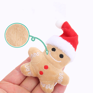 Manufacturer Wholesale Fashion Cute Pet Interactive Christmas Hat Gingerbread Man Pet Plush Toy Christmas <strong>Cat</strong> Toys with <strong>Catnip</strong> - Product Image 4