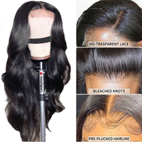 Perruque frontale en dentelle à ondulations bouclées, cheveux humains, sans colle, avec une ligne de cheveux réaliste pour femmes