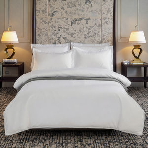 Juego de Sábanas de Algodón Blanco de Lujo Personalizadas para Lavandería, <span class=keywords><strong>Alquiler</strong></span>, Lavado, Hoteles, con Funda de Edredón y Funda de Almohada - Product Image 1