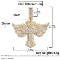 Collier chaîne pour homme Collier hip-hop avec pendentif ailes d'ange et croix en zircon Accessoires tendance personnalisés pour homme