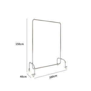 Expositor de ropa para tienda, de acero inoxidable, con <span class=keywords><strong>ruedas</strong></span>, para estudio de estilismo, con perchas, estante tipo isla para ropa de mujer - Product Image 5