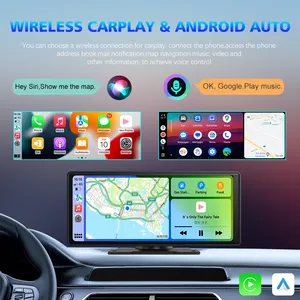 10.26 inç IPS dokunmatik araba monitör DVR Blackbox kablosuz Carplay Android taşınabilir MP5 multimedya GPS evrensel Autostereo