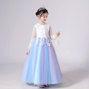 Robe de princesse personnalisée en gros pour filles, à manches longues, en tulle moelleux, pour spectacle enfantin - Product Image 2