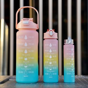 ขวดน้ำดื่มพลาสติกพร้อมหลอดขนาด2000มล. 800มล. 300มล. ขวดน้ำดื่ม3อิน1ของขวัญสำหรับกีฬาทางน้ำตั้งแคมป์ปั่นจักรยานกลางแจ้ง - Product Image 3
