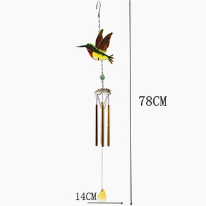 Colgantes de hierro modernos Diamantes pintados Colibríes de cristal Mariposas Libélulas-Campanas de viento de metal creativas - Product Image 4