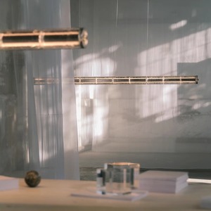 Luce Orizzontale Pendant <b>Light</b> Long Gold E27 <b>LED</b> 5-Year Warranty For Dining Room Island Counter - Product Image 4
