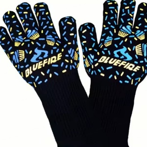 BlueFire Pro Heat-Resistant Safety <b>Gloves</b> for <b>Oven</b> BBQ Grilling Fireplace Accessories Welding-<b>Blue</b> Color - Product Image 4