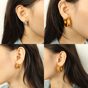 Geometric <b>Huggie</b> Earrings Zinc Alloy Gold <b>Silver</b> Plated Party Fashion Unisex Jewelry - Product Image 4