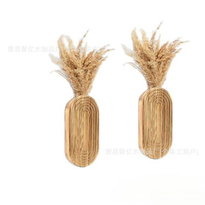 Wooden <b>Wall</b> Mounted <b>Flower</b> Rack Oval Shape Natural Wood Color For Living Room Indoor Plant Decor - Product Image 3