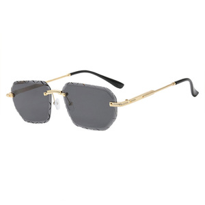 Rimless <b>Square</b> <b>Sunglasses</b> For Women UV400 Protection Retro Style Sun Protection Fashionable Adult Glasses - Product Image 1