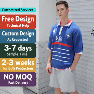 Pull à manches courtes avec LOGO personnalisé pour hommes, tricots décontractés, pull de football vintage, polos, haut en tricot, maillot tricoté pour hommes - Product Image 2