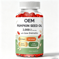 Suplemen Diet Minyak Biji Labu OEM Private Label Softgels 120 Kapsul 3000 mg dengan Saw Palmetto Cold Pressed