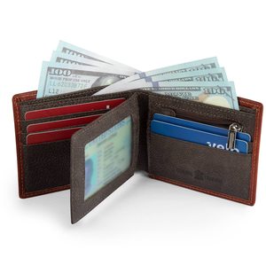 <b>Men's</b> Genuine Leather <b>Wallet</b> With American Flag Design <b>RFID</b> Blocking Multi-Card Short <b>Wallet</b> Light Brown 4.3 x 3.5 Inches - Product Image 3