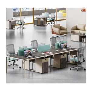 Modern Modular White Office Furniture Desk Work Station 6 Person Seater Office Workstation Desk Table For Staff