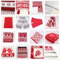 Vente en gros de couvertures en tricot doux en polyester chenille jacquard saisonnières pour la décoration de Noël