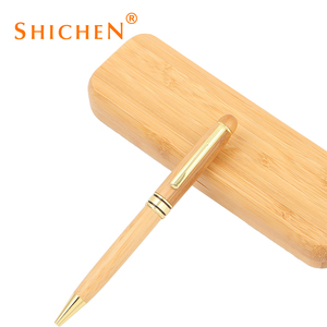 High quality ballpen with custom logo bamboo ball pen bamboo gift box with pen for office