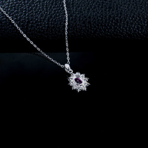 สร้อยคอเงินแท้ S925 ประดับพลอยแซฟไฟร์พัพพารัดชาที่เพาะเลี้ยงในห้องปฏิบัติการ - Product Image 4