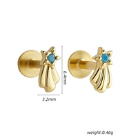 VEWANT Anting Tusuk Tulang Rawan Berlapis Emas 18K Rhodium Perak S925 Elegan dengan Batu Turquoise Bentuk Bintang Jatuh, Perhiasan Berkualitas
