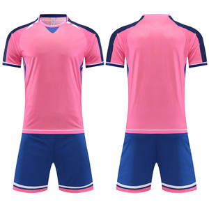 メンズ大人用サッカーユニフォームチームユニフォームセット半袖スタンドカラー無地100％ポリエステル熱転写プリントレイ - Product Image 2