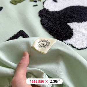 Hello Panda Pure Cotton <b>Fitted</b> <b>Sheet</b> 1.2m 1.5m 1.8m Cooling Mat Three Piece Set Cartoon Embroidery Summer Bedding - Product Image 4