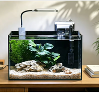 Vente en gros d'usine - Aquarium de bureau JSD en verre ultra-clair de 8 pouces avec kit de filtration à fixation arrière et éclairage à clipser