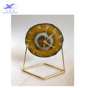 2022 nouveau Design de luxe Style européen Vintage pierre de marbre naturel <span class=keywords><strong>Onyx</strong></span> gemme horloge murale décoration de la maison Table horloge murale - Product Image 4