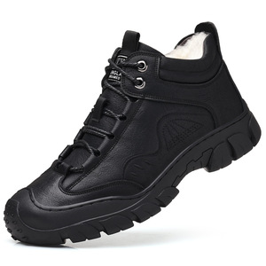 Botas de Nieve para Hombre, de Cuero Genuino, con Punta de Acero, Forro de Felpa, Suela de Goma, Media Caña, Cálidas, Aisladas, Impermeables, para Uso en Exteriores - Product Image 5