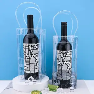 Leak Proof PVC Ice Wine Gift Bags Pouch Wine Bottle Cooler Tote Bag with Handle for Champagne Beer Beverage