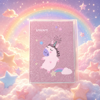 Carnet Licorne Scintillant Kawaii Rose Pailleté avec Couverture Chatoyante et Motifs Étoiles Arc-en-ciel – Journal d'écriture, Cadeau Scolaire pour Filles et Enfants