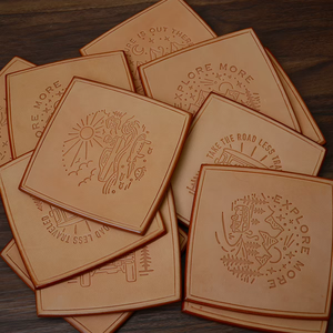 Sous-verre rond vintage en cuir tanné végétal de 4 mm d'épaisseur, fait main, directement de l'usine, avec logo personnalisé, en cuir de vachette pleine fleur de qualité supérieure pour boissons - Product Image 1
