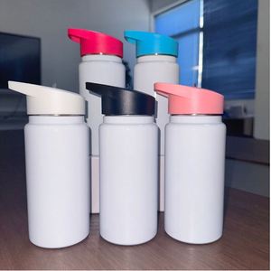 Botella de Agua Deportiva de Acero Inoxidable de Doble Pared con Aislamiento de 420 ml, Blanca para Sublimación, para Niños, Estudiantes, con Tapa de Colores - Product Image 1