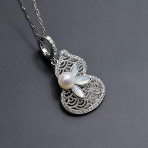 31475 Accessoires de perles DIY Pendentif en argent S925 avec support vide rond de 4-6 mm Pendentif gourde or/argent Coupe princesse pour cadeaux - Product Image 3