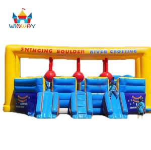 Parcours d'obstacles gonflable 3 voies avec traversée de rivière à la corde - Direct Usine - Défi de team building extérieur pour carnaval - Product Image 2
