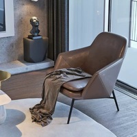 Nordischer Öko-Freundlicher Langlebiger Leder-Sessel, Kunst-Diskussions-Wohnzimmer Gepolsterter Sofa-Stuhl, Designer-Loungesessel